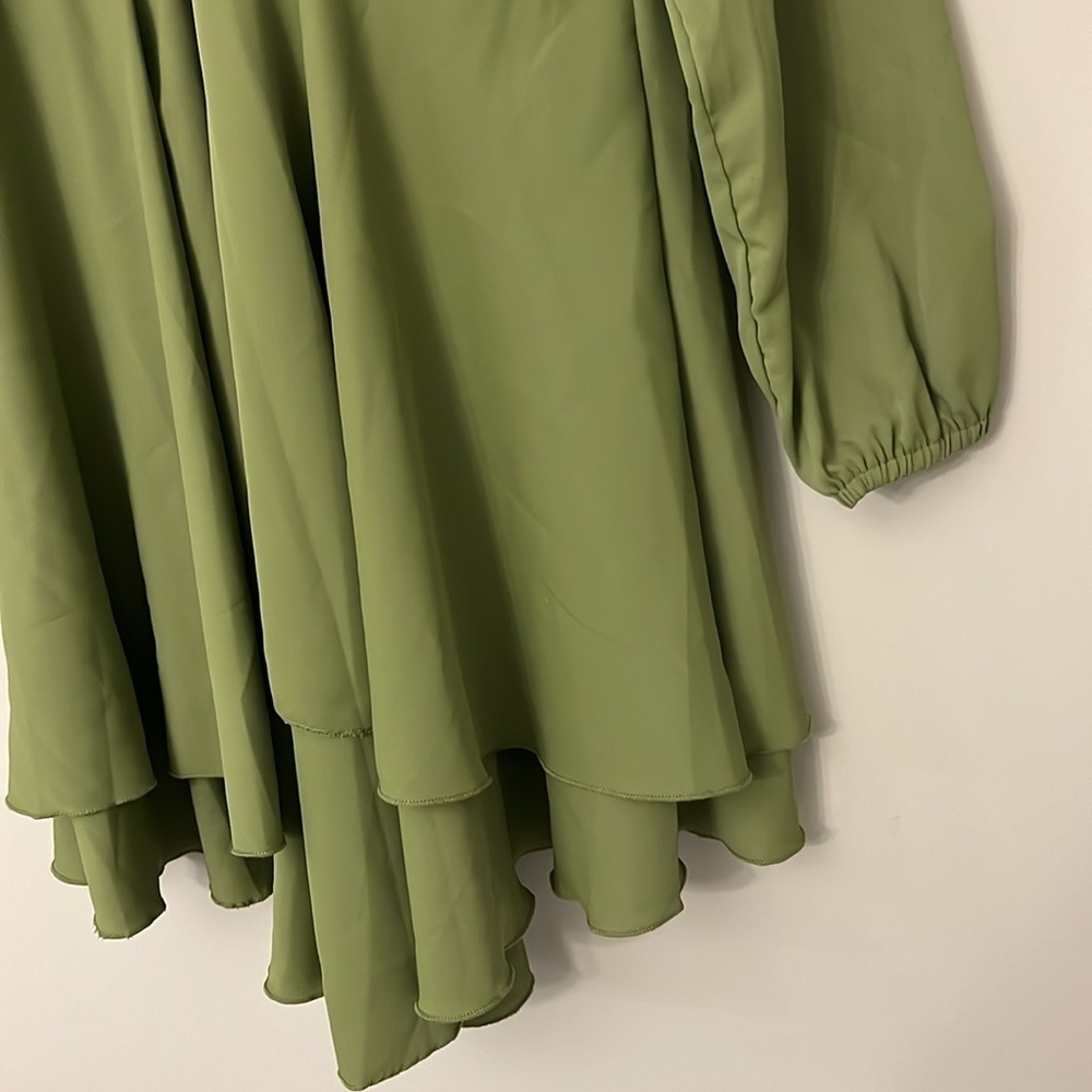 Deep V-Neck Long Sleeve Mini Dress - Picture 4 of 7